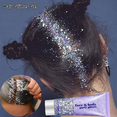 Go Ho body glitter gel applied to shoulder for festival glow