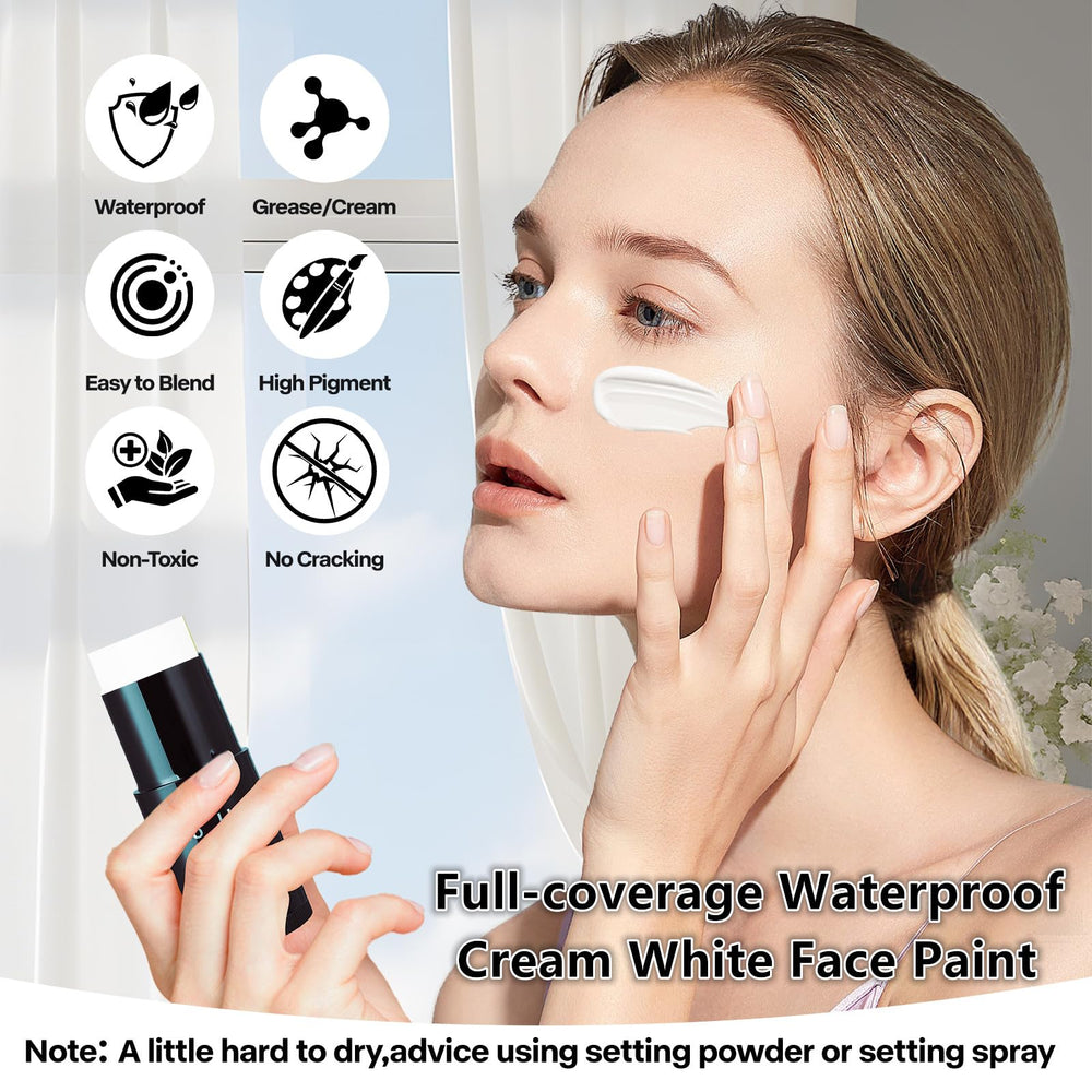 Go Ho easy-apply clown white makeup stick ideal for quick character looks.