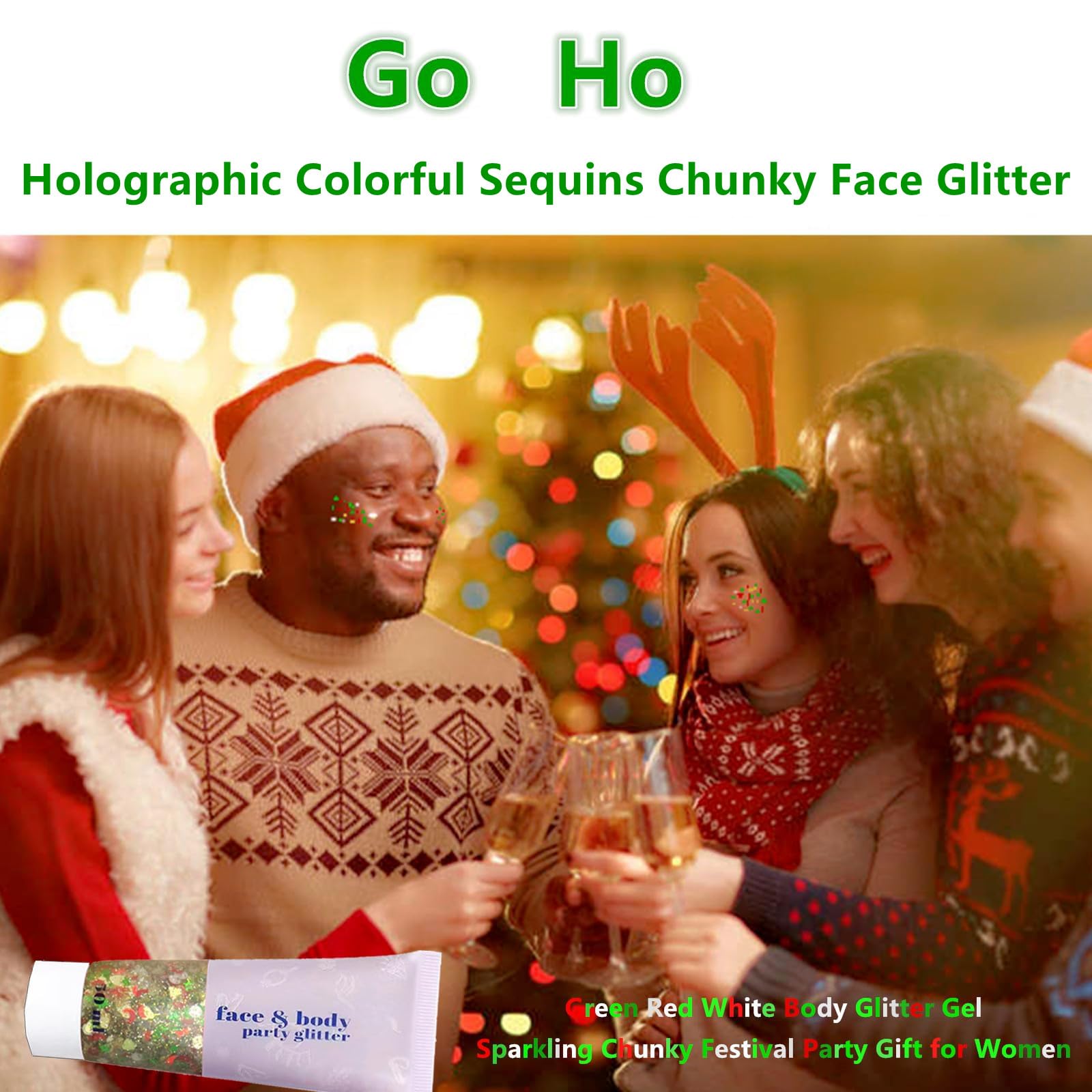 Go Ho easy-apply glitter gel sticks well and removes with soap