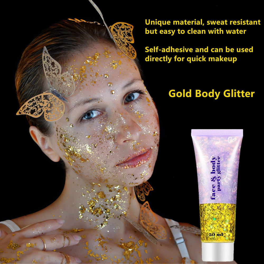 Go Ho Gold glitter applied by hand shows easy on application.