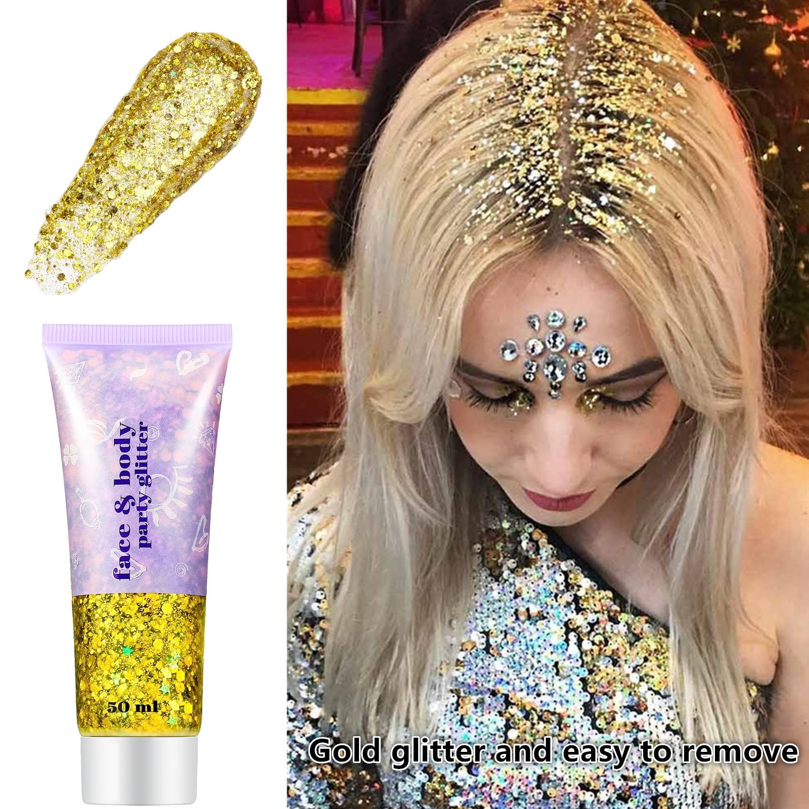 Go Ho Gold nail art glitter creates reflective manicure details.