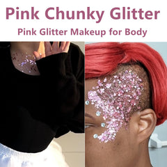 Go Ho holographic chunky sequin glitter enhances festival-ready looks.