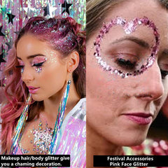 Go Ho holographic sequin glitter on skin under stage lighting