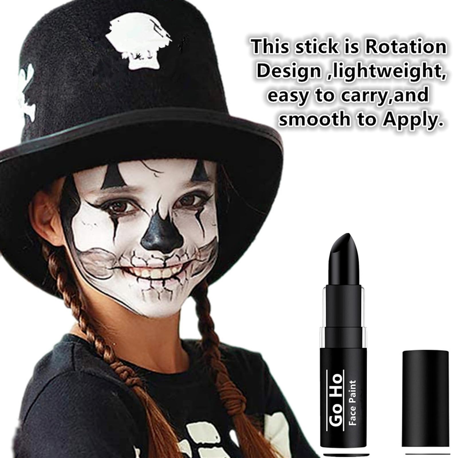 Go Ho makeup clown stick applying smoothly for quick cosplay looks.