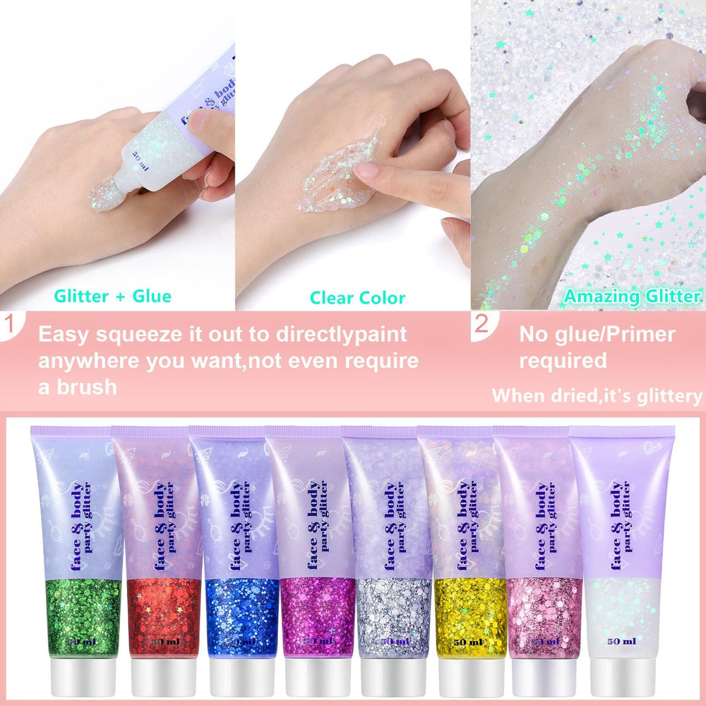 Go Ho Red Cosmetic Glitter on arm wear for festival-ready shimmer.