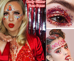Go Ho Red Glitter on cheek sparkle adds iridescent glow for bold stage looks.
