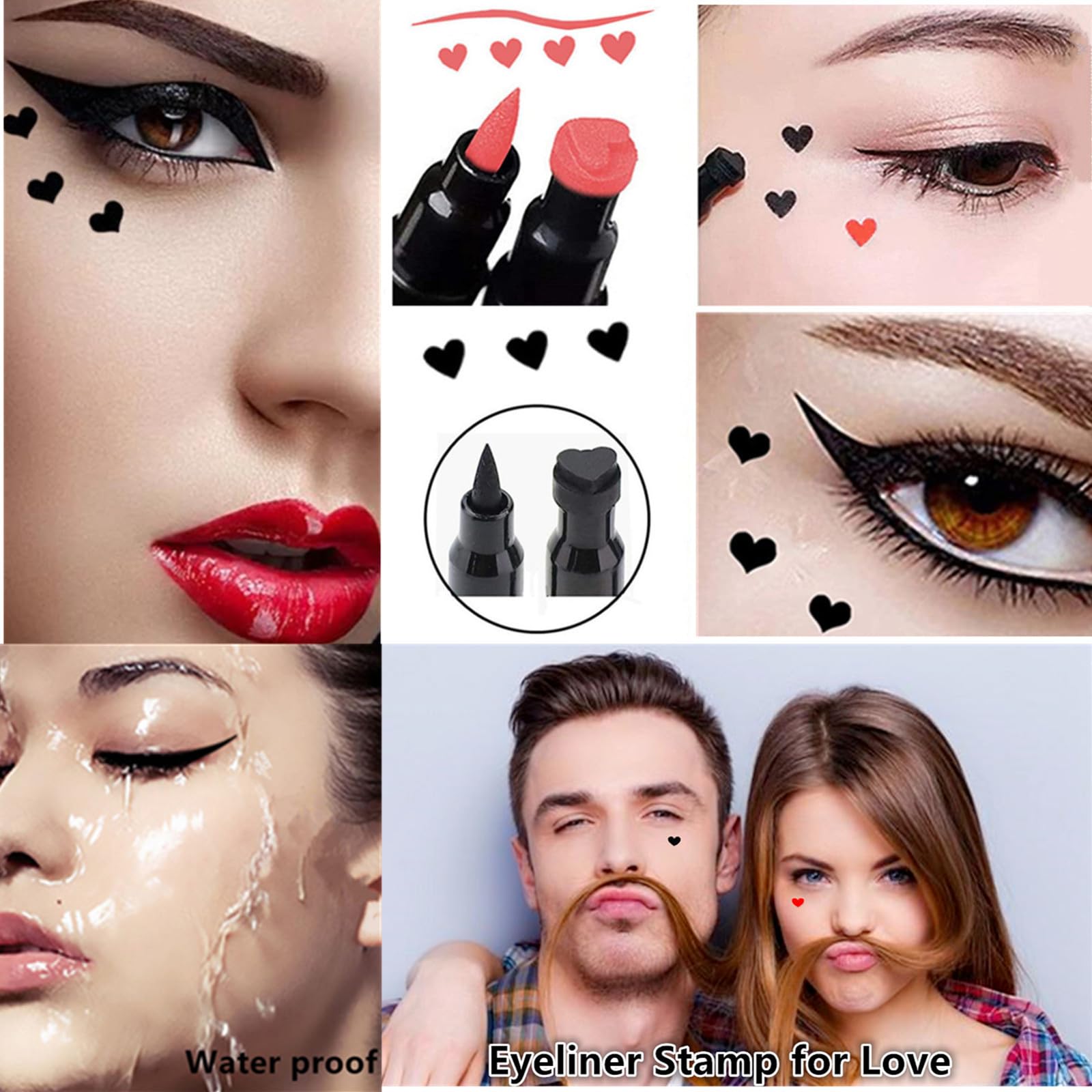 Go Ho red heart stamp eyeliner for a romantic Valentine look