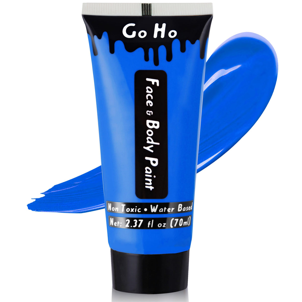 Go Ho Royal Blue face paint bottle with bold color for quick coverage.
