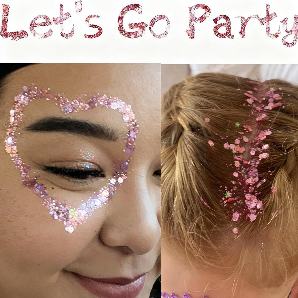 Go Ho singer concert pink makeup glitter adds holographic sparkle to outfits.