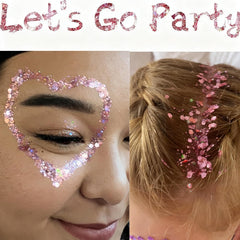 Go Ho singer concert pink makeup glitter adds holographic sparkle to outfits.