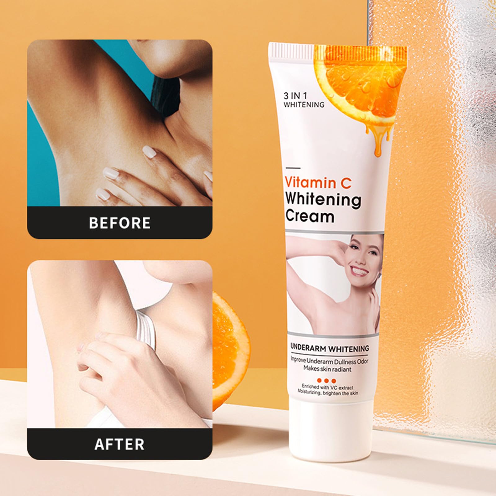 Go Ho Vitamin C cream on elbows for smoother, more even skin tone.