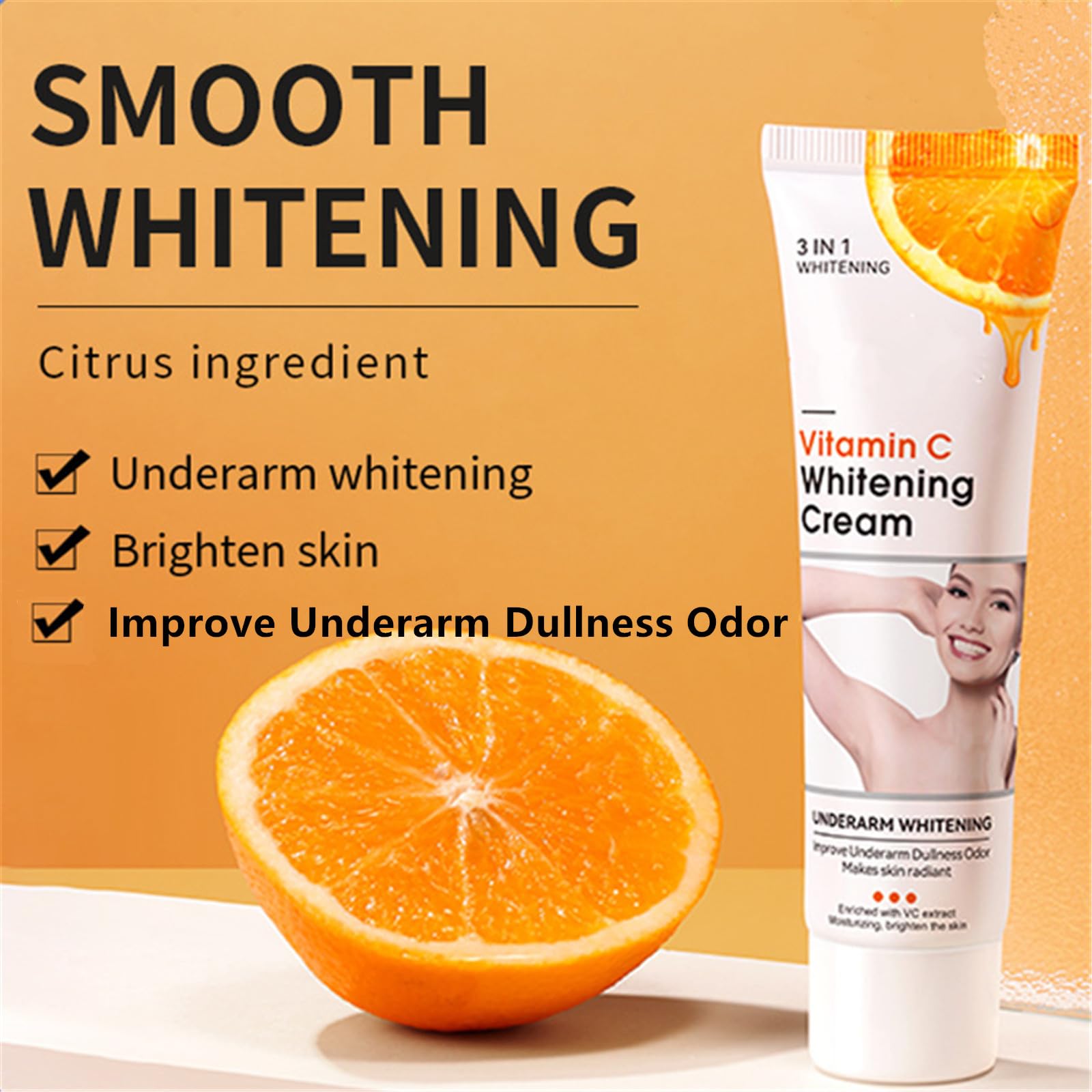 Go Ho Vitamin C cream for underarms, reducing dullness and odor concerns.