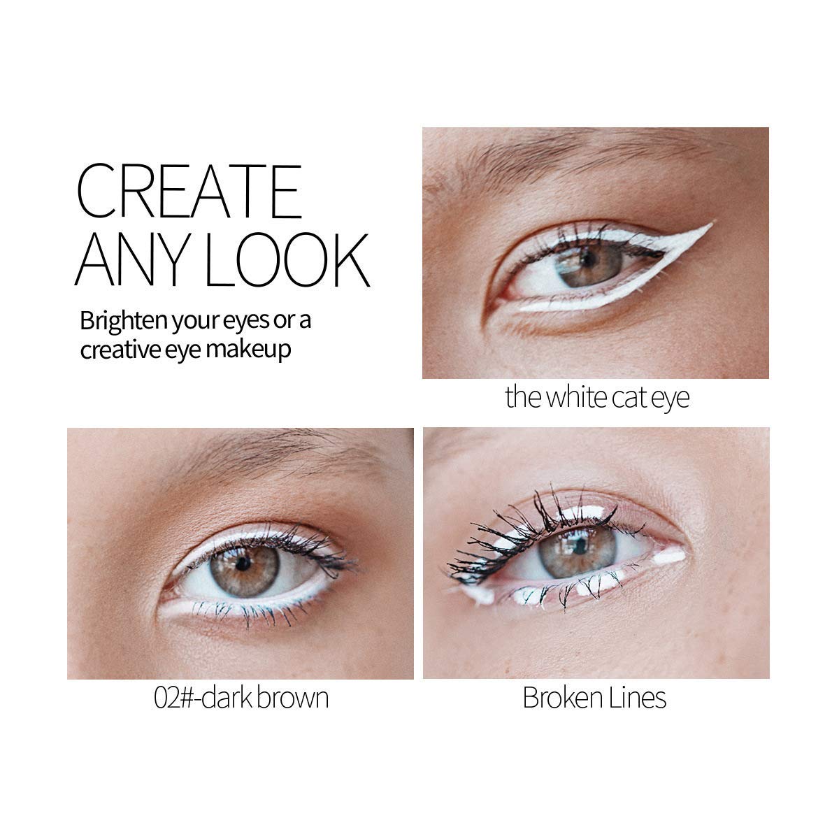 Go Ho white eyebrow pencils application closeup shows precise control for brows.