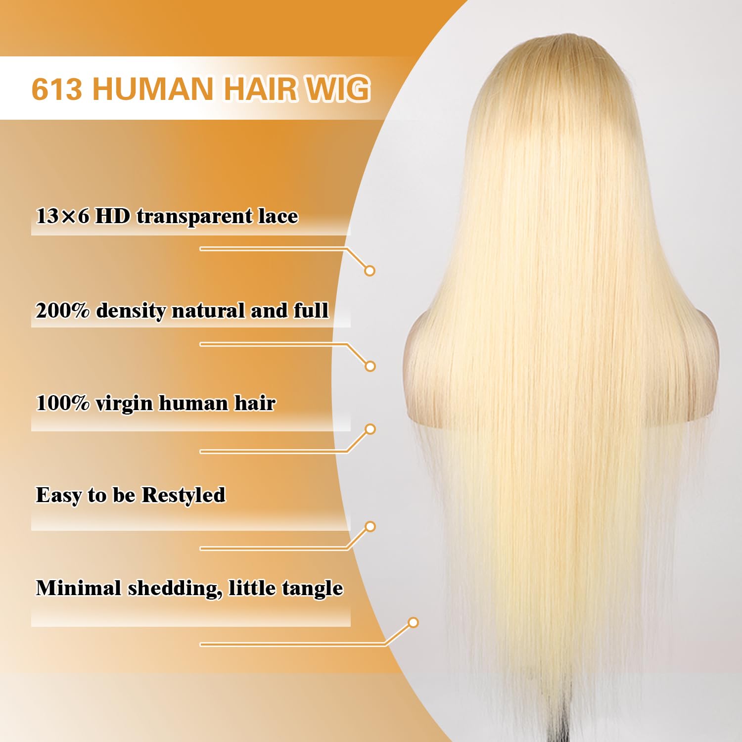 Goalroya 613 lace front wig preplucked hairline enables easy customization