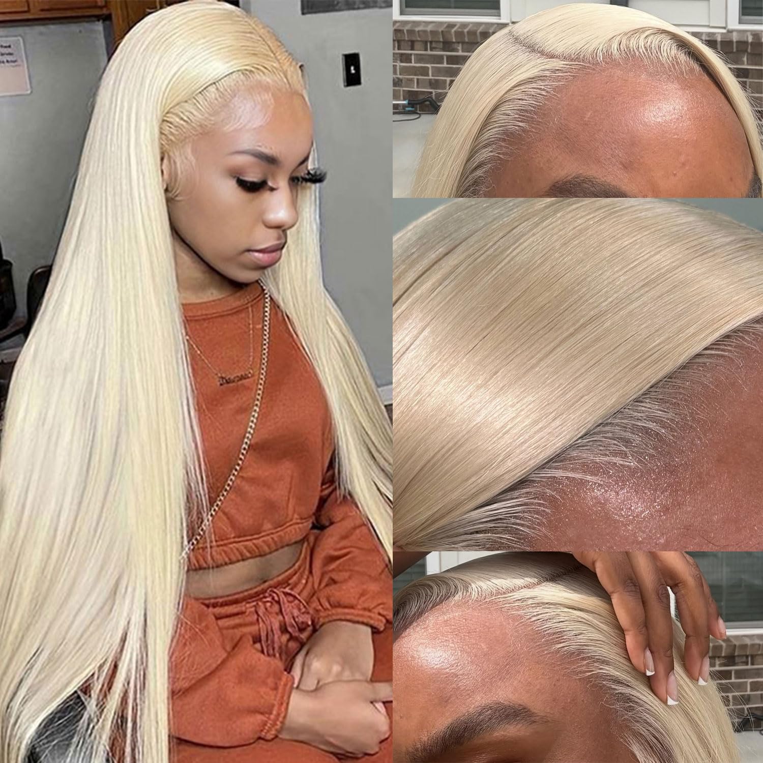 Goalroya 613 lace front wig side view blends smoothly with skin tone