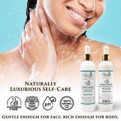 Goat milk lotion close-up showing silky texture for easy absorption.