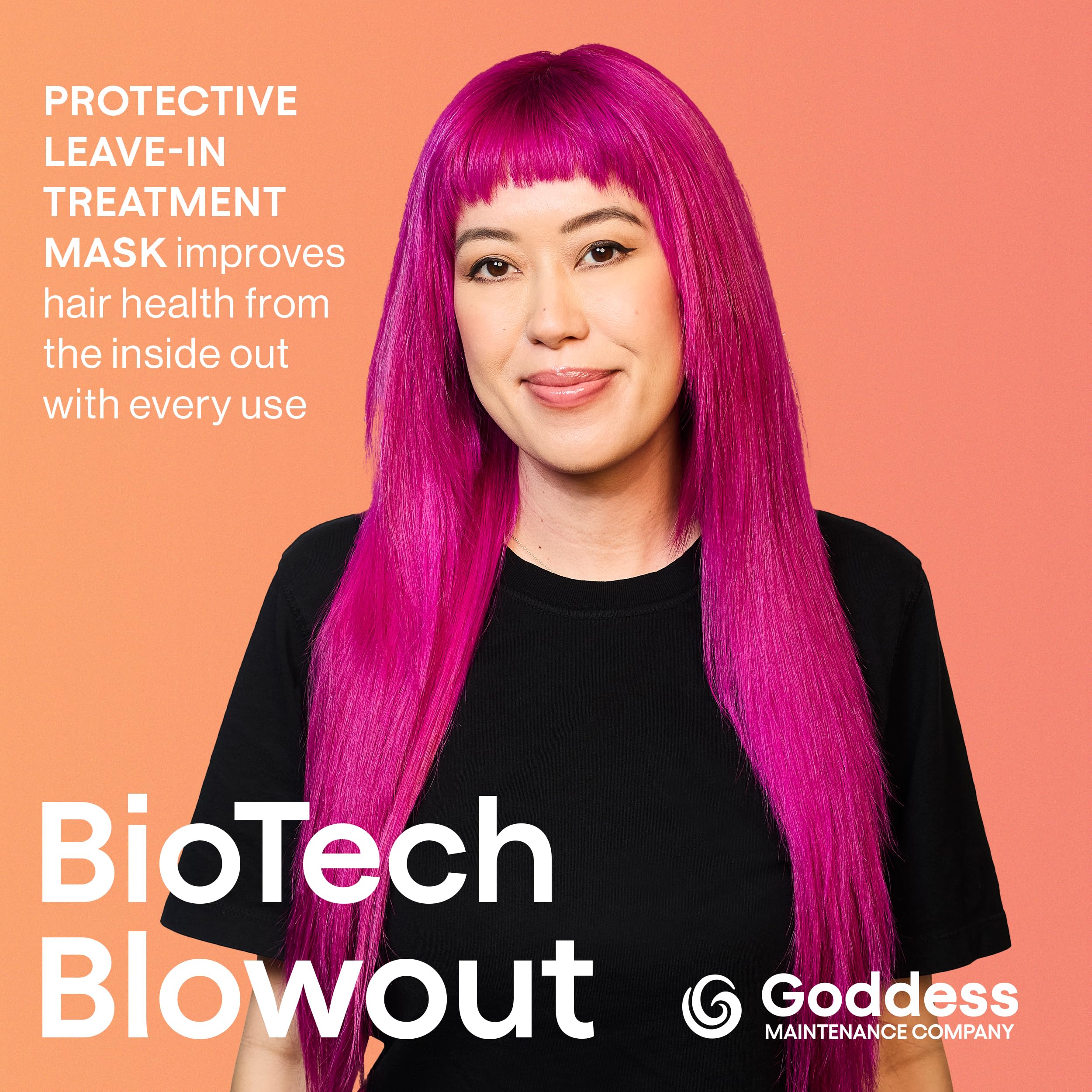 Goddess Maintenance Biotech Blowout heat barrier protects hair up to 450F during heat styling.