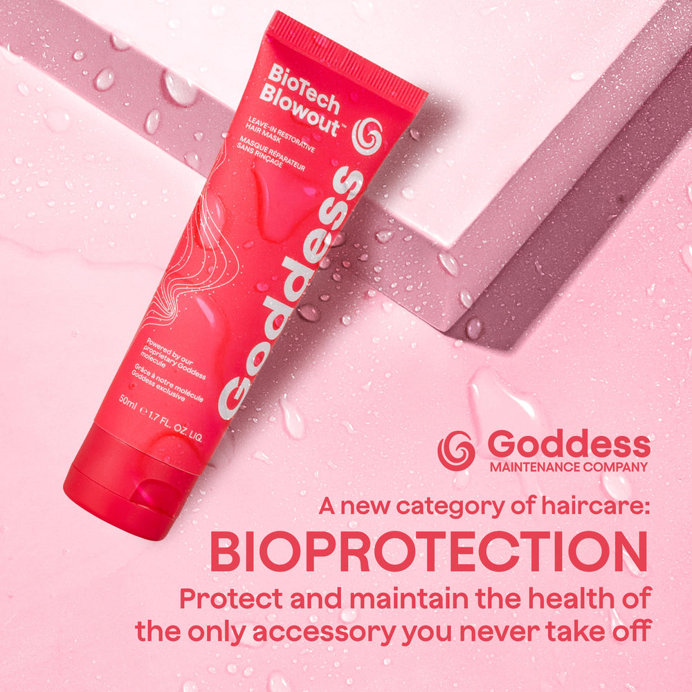 Goddess Maintenance Biotech formula strengthens strands with proteins for more resilient, shiny hair.