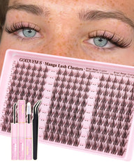 Goddvenus brown manga lash clusters in 10-16mm for natural manga eye definition.