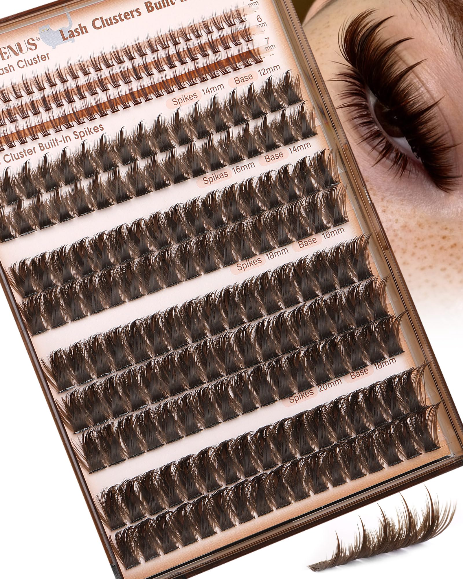 Goddvenus brown manga lash clusters with spikes for effortless textured volume.