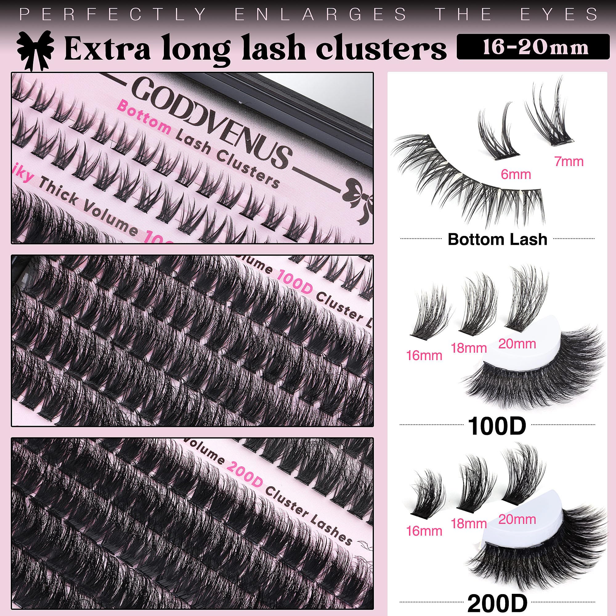 Goddvenus D curl ultra-volume clusters for a lifted wide-eyed effect