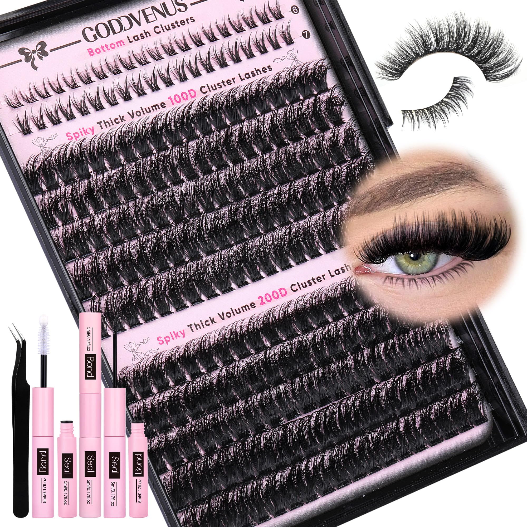 Goddvenus fluffy eyelash clusters kit packaging shown for beginners planning a DIY lash look