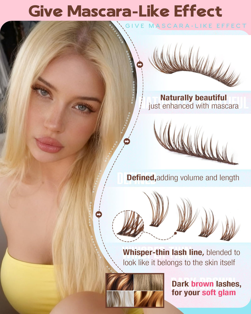 Goddvenus lash brush and tweezers demonstrating pro-quality application