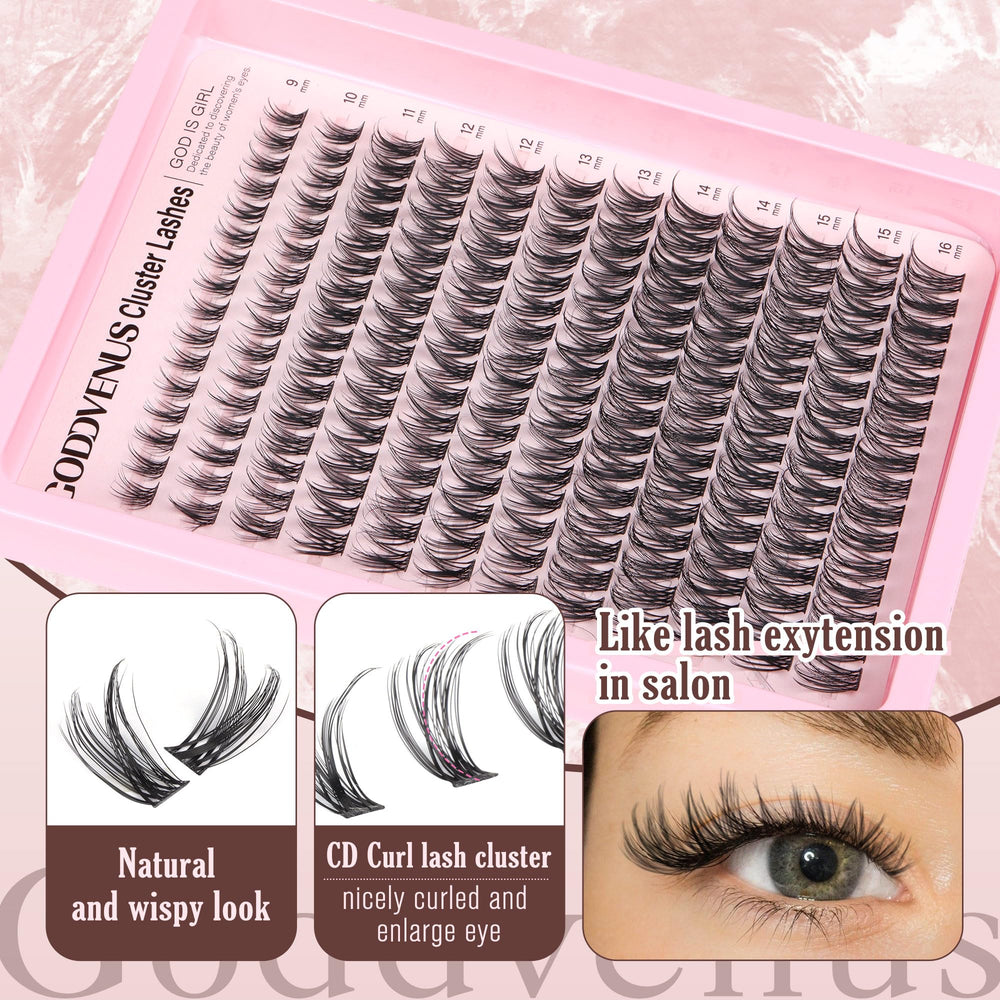 Goddvenus lash clusters lightweight and comfortable for all-day wear.