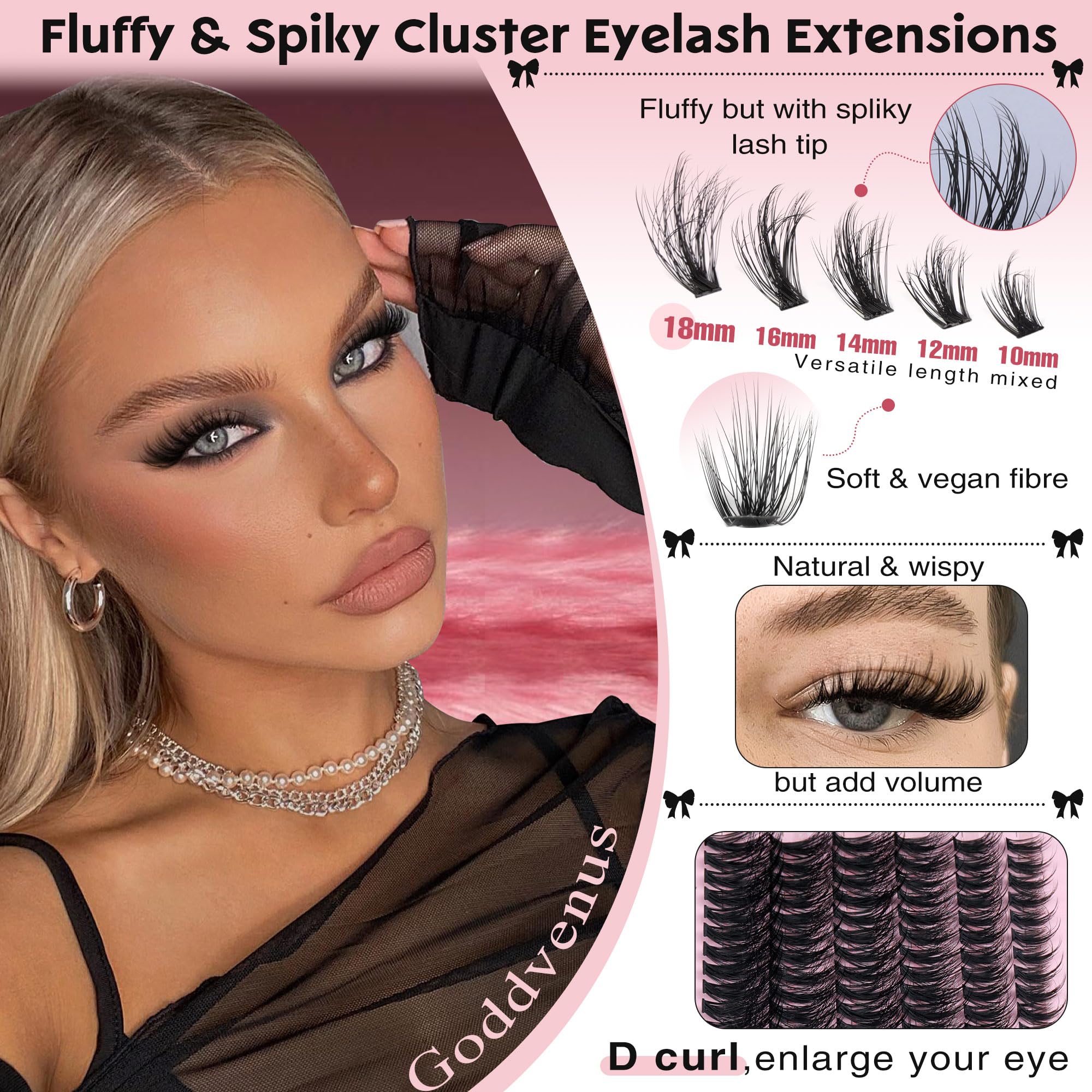 Goddvenus lash clusters crafted from soft vegan fibres for gentle wear.