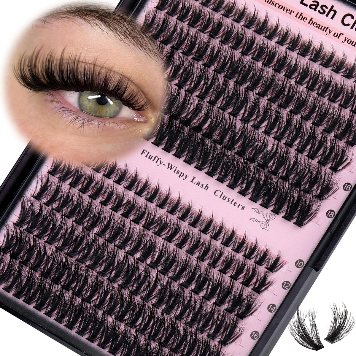 Goddvenus lash clusters wispy appearance for natural volume and definition.