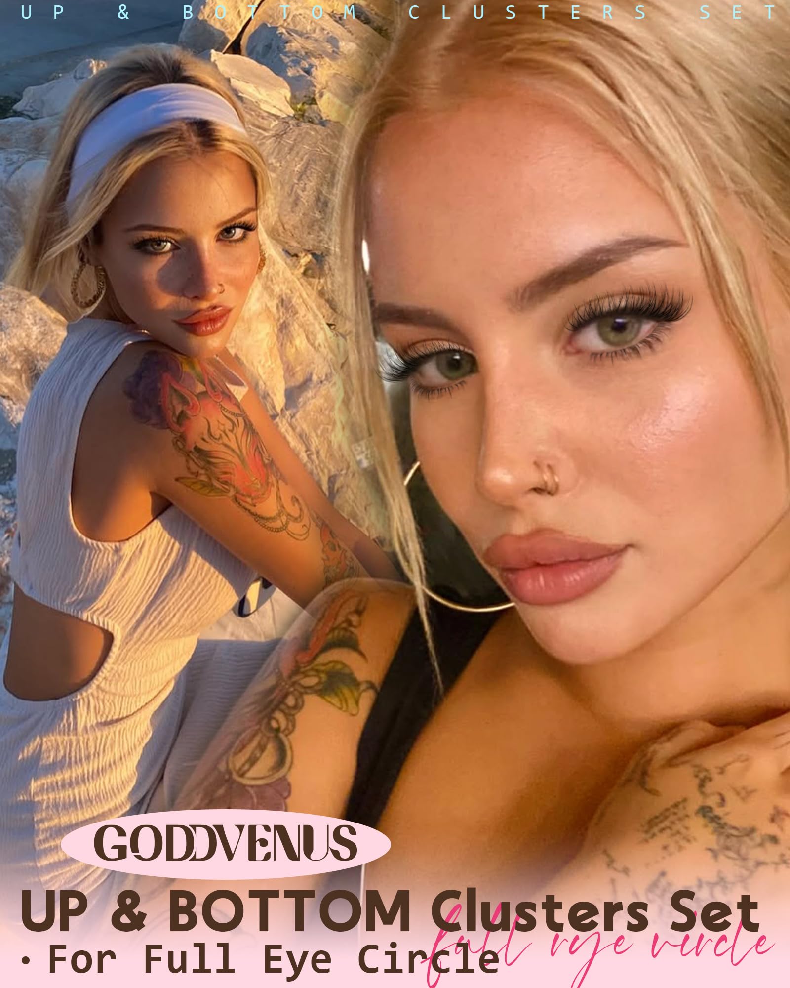 Goddvenus wispy-detail clusters blend naturally with lashes for subtle drama.