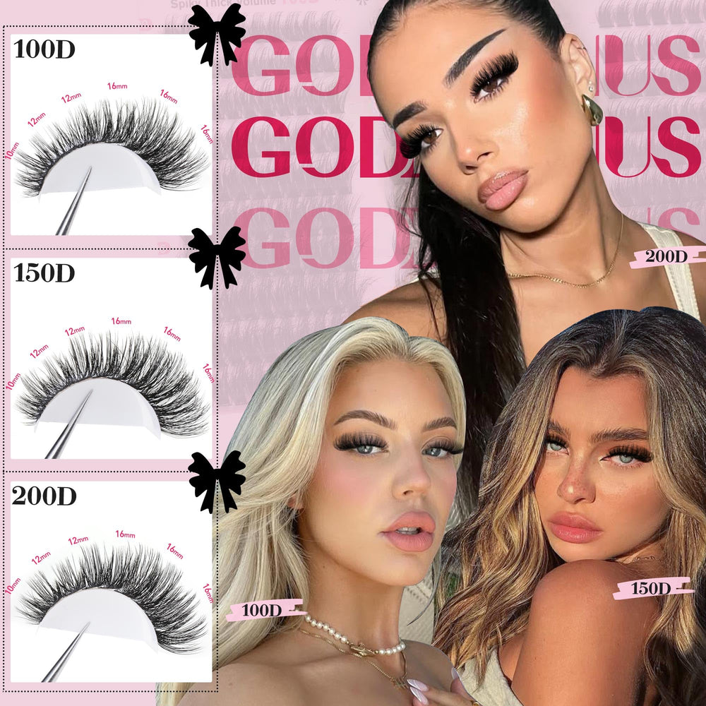 Goddvenus lash lengths 10-12-14-16mm for customizable DIY extensions.