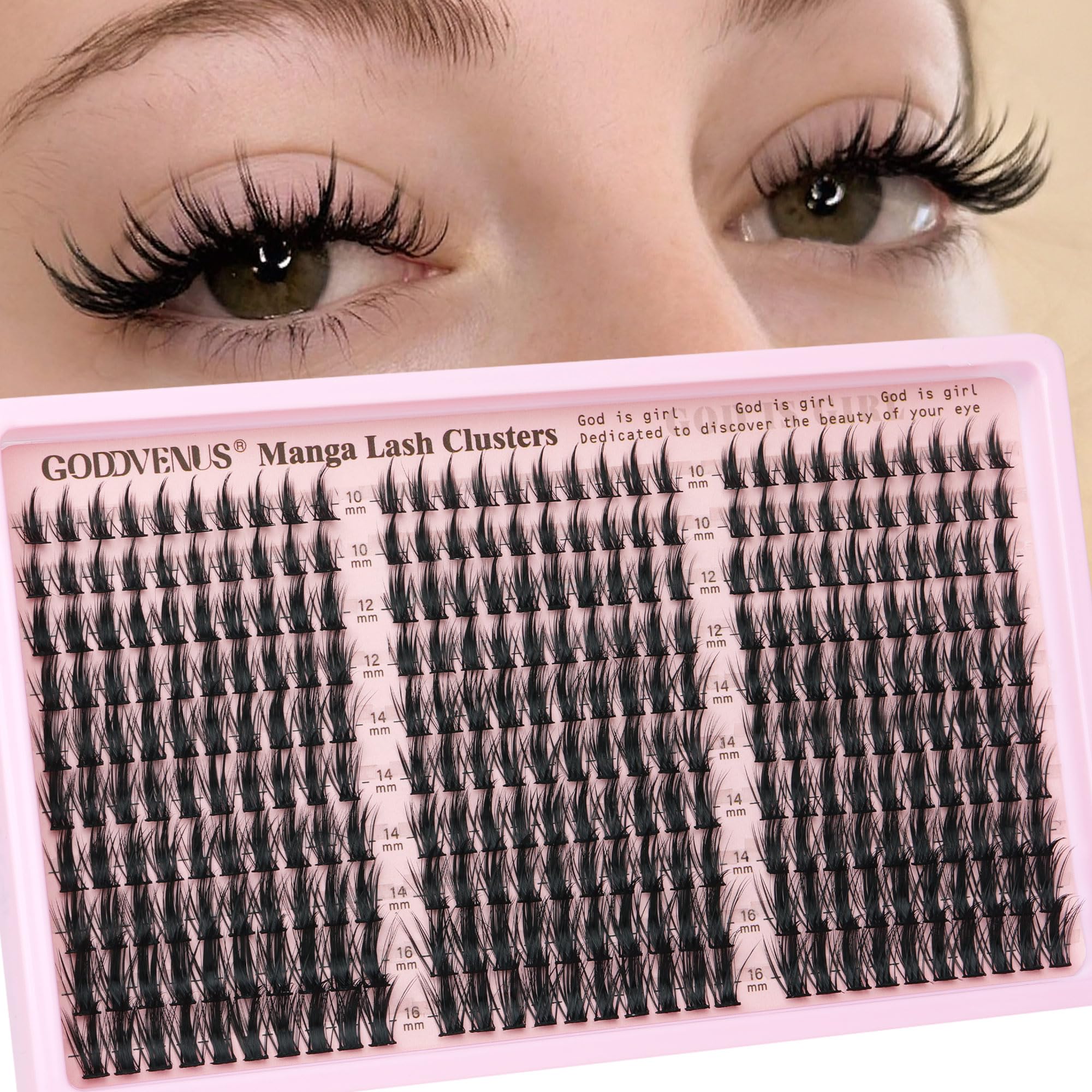 Goddvenus Manga Lash Clusters offer a versatile 300-piece set for customizable manga-eye looks.