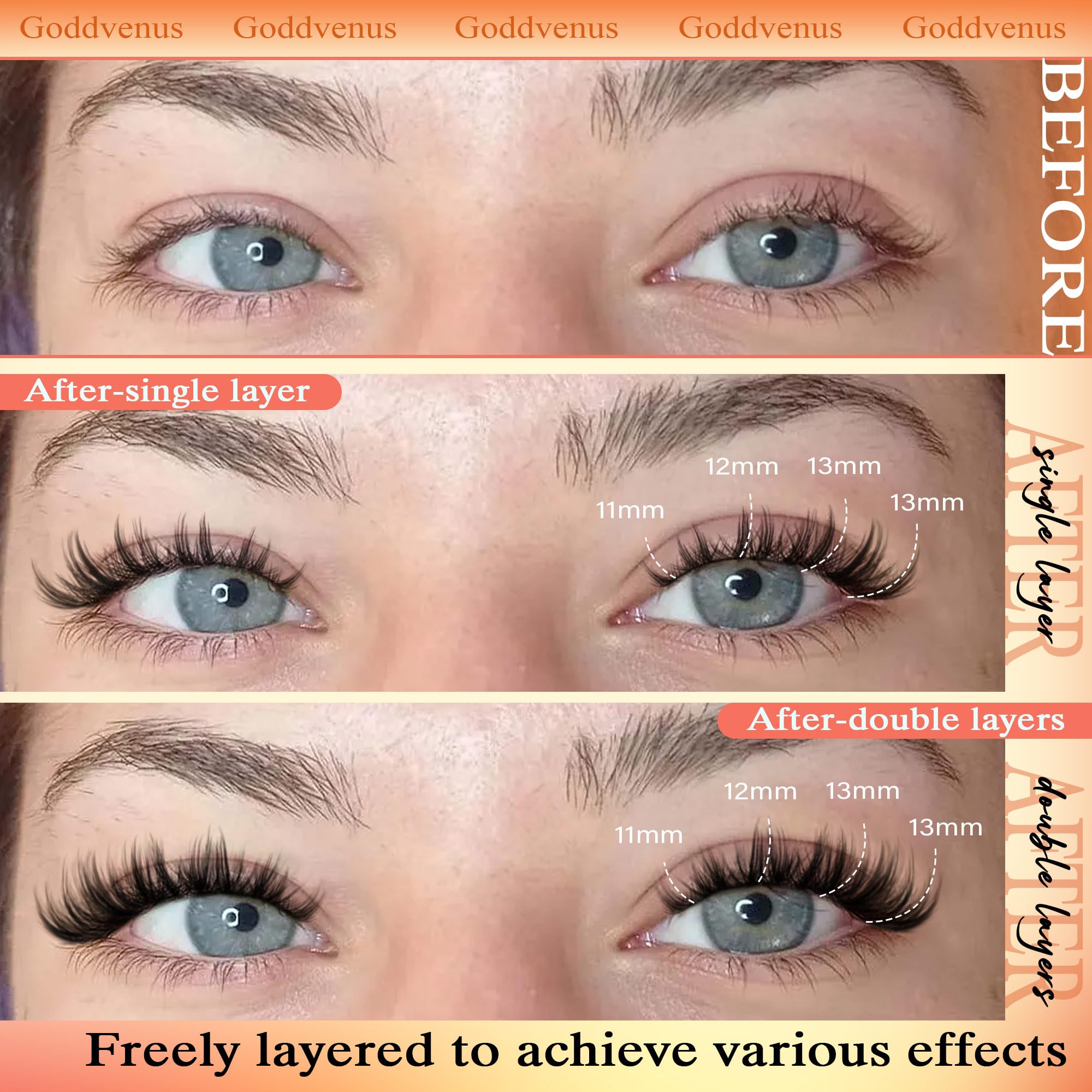 Goddvenus Natural CD Curl blends with lashes for seamless extensions