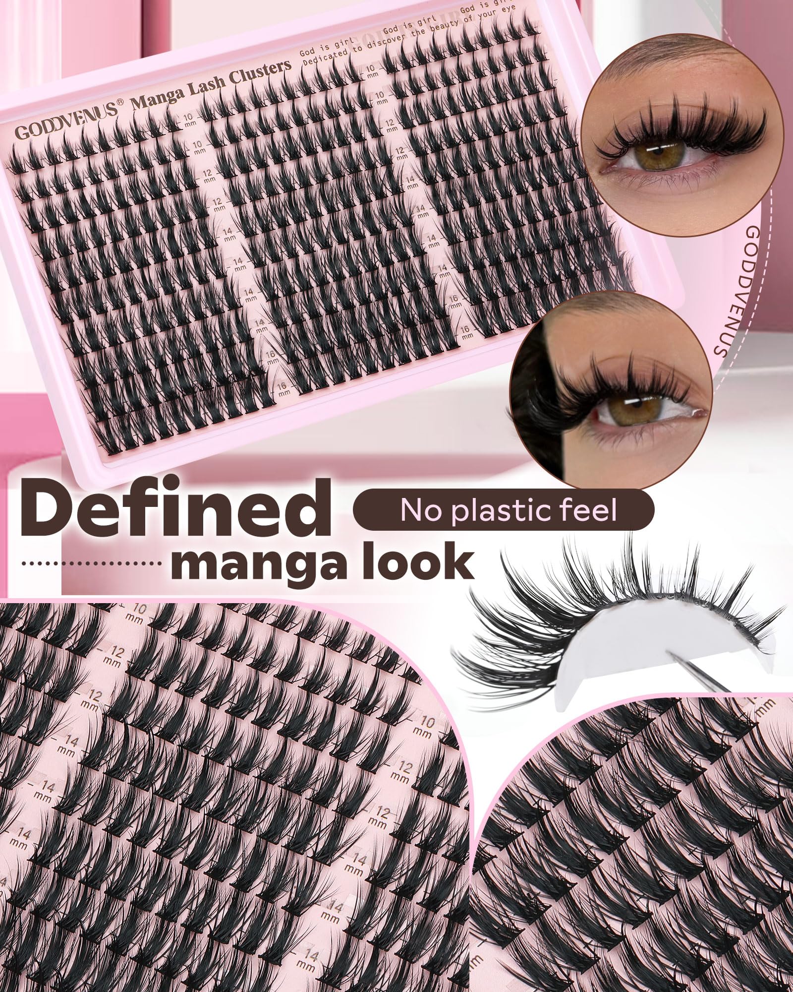 Goddvenus No Plastic soft-fiber clusters feel natural and lightweight.