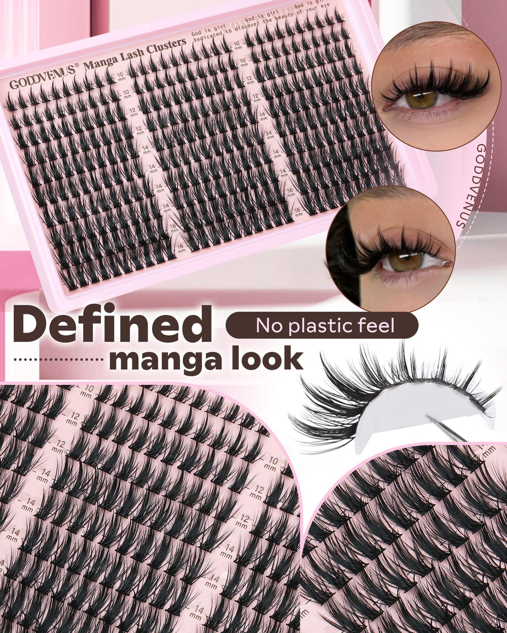 Goddvenus No Plastic soft-fiber clusters feel natural and lightweight.