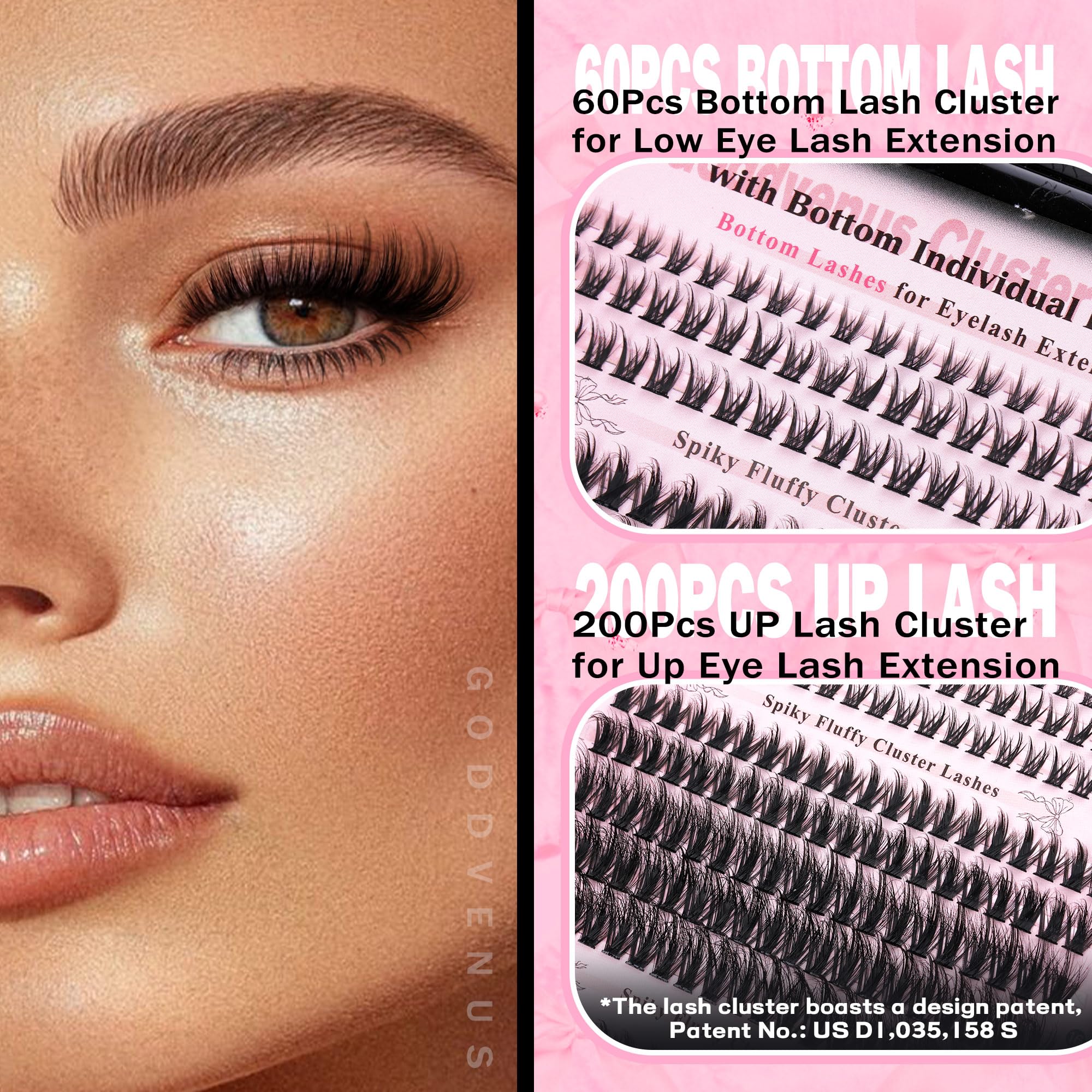 Goddvenus tweezers enable precise at-home application for clean results.