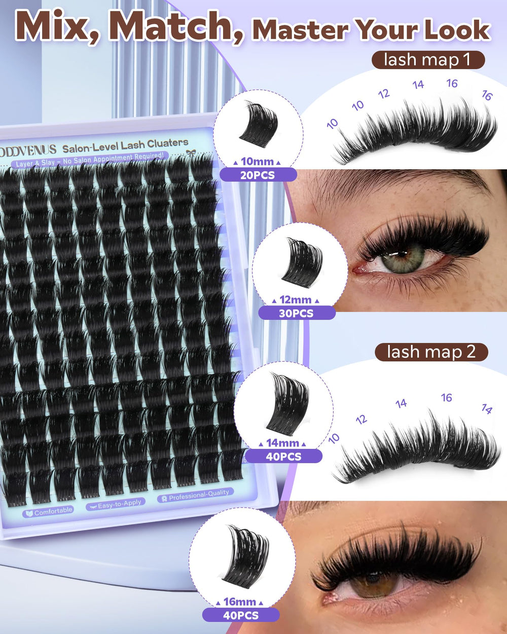 Goddvenus waterproof lash clusters suitable for shower or workouts.