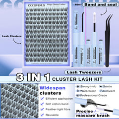 Goddvenus wispy C-curl lashes clusters for salon-like look at home.