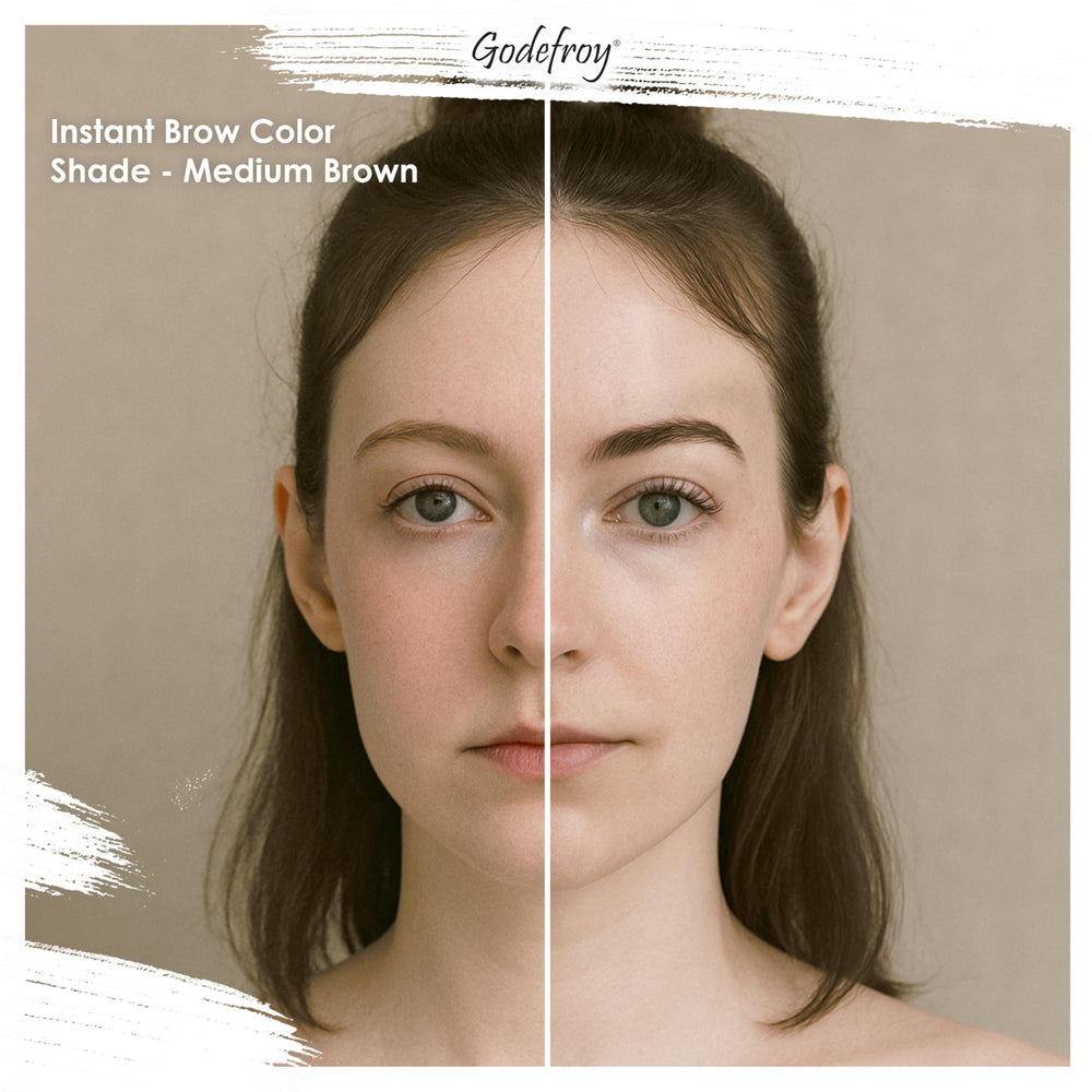 Godefroy brow color step-one guide demonstrates an easy two-step at-home process.