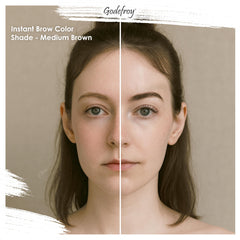 Godefroy brow color step-one guide demonstrates an easy two-step at-home process.