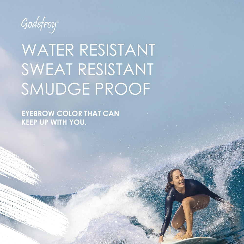 Godefroy brow color step-two guidance and wipe-off for controlled shade development.