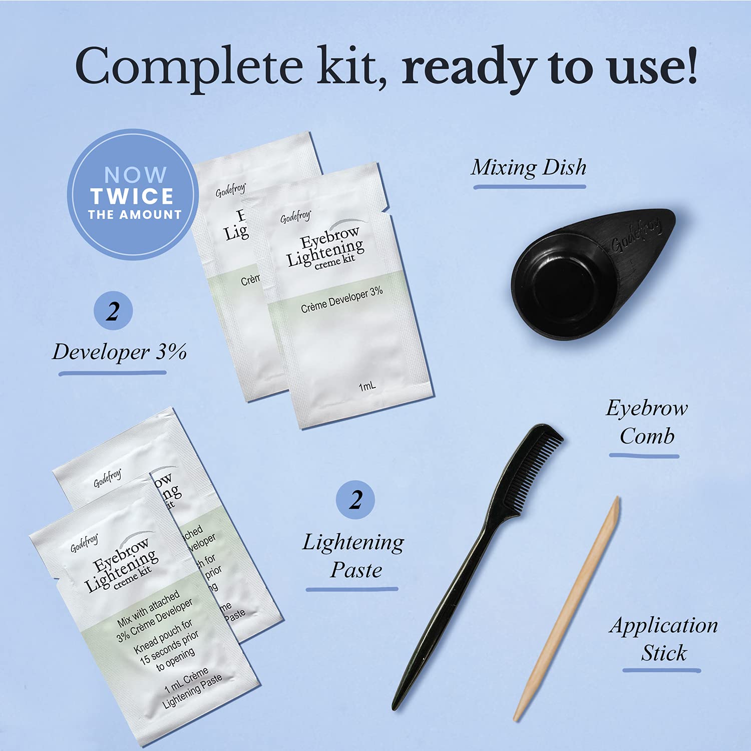 Godefroy Eyebrow Lightening Creme Kit brow swatches show shade possibilities