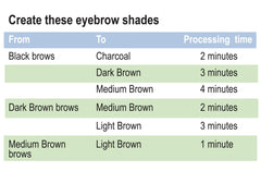 Godefroy Eyebrow Lightening Creme Kit timing chart to customize shade