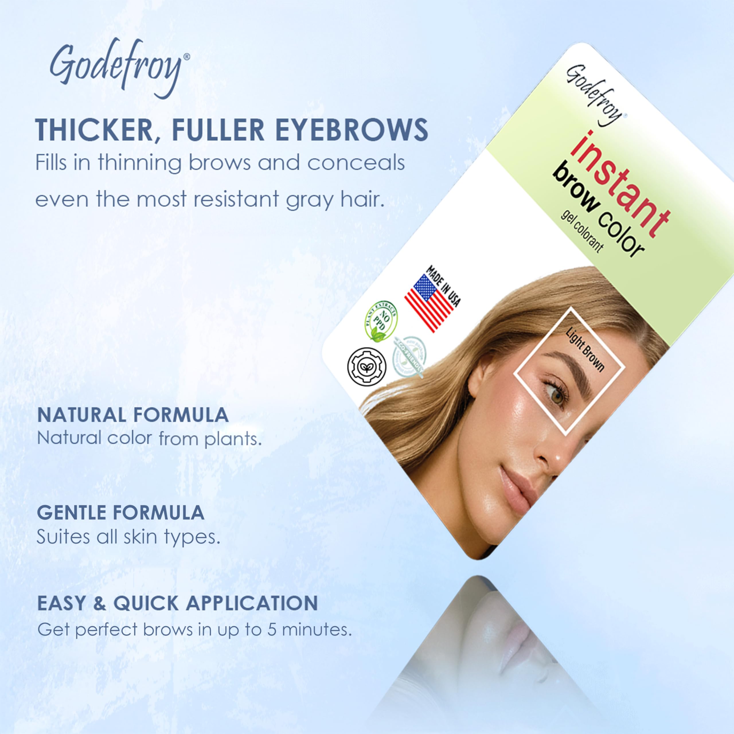 Godefroy Fast Acting Brow Color demonstrates quick processing for on-the-go refresh
