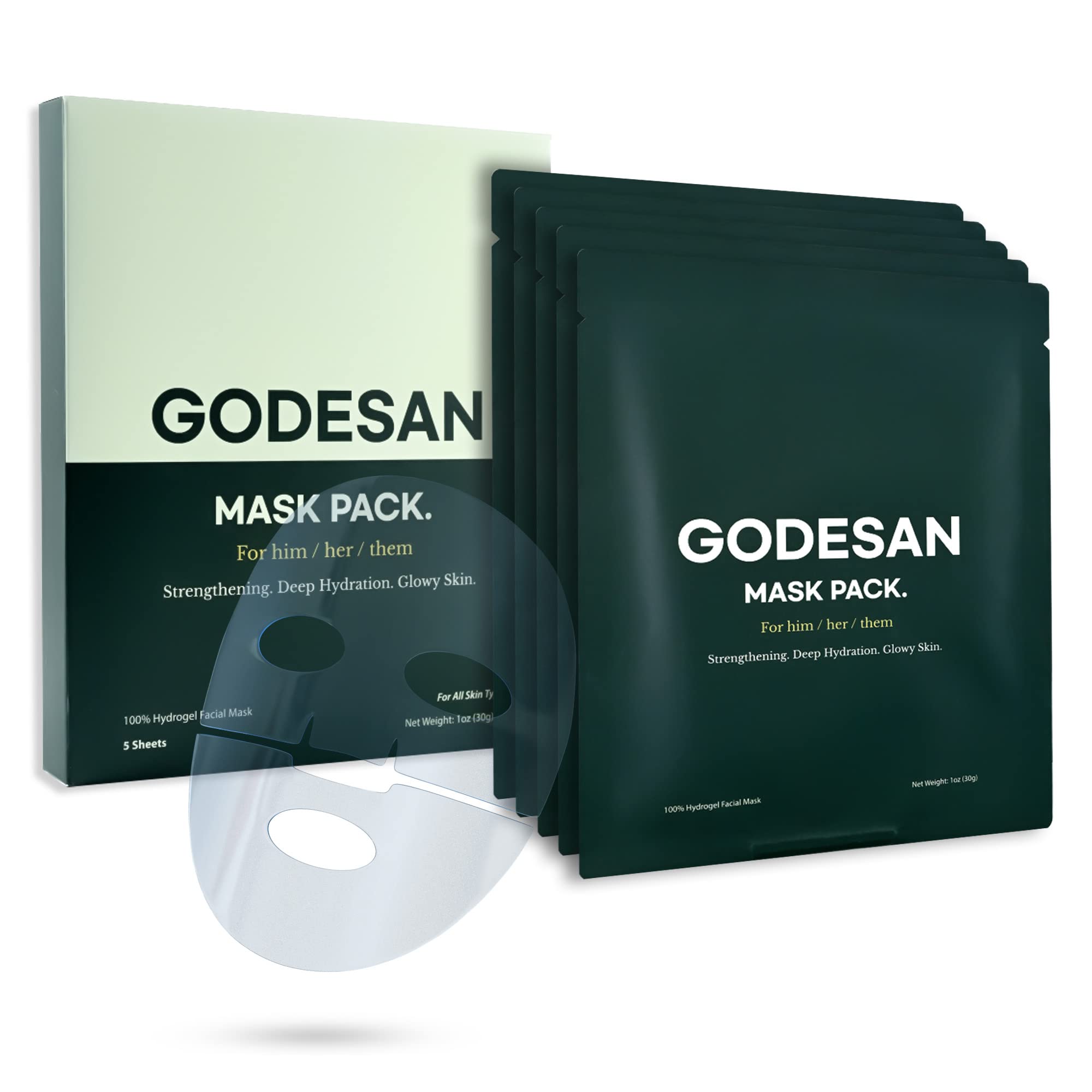 GODESAN hydrogel mask pack front view with premium packaging and ready-to-use appeal