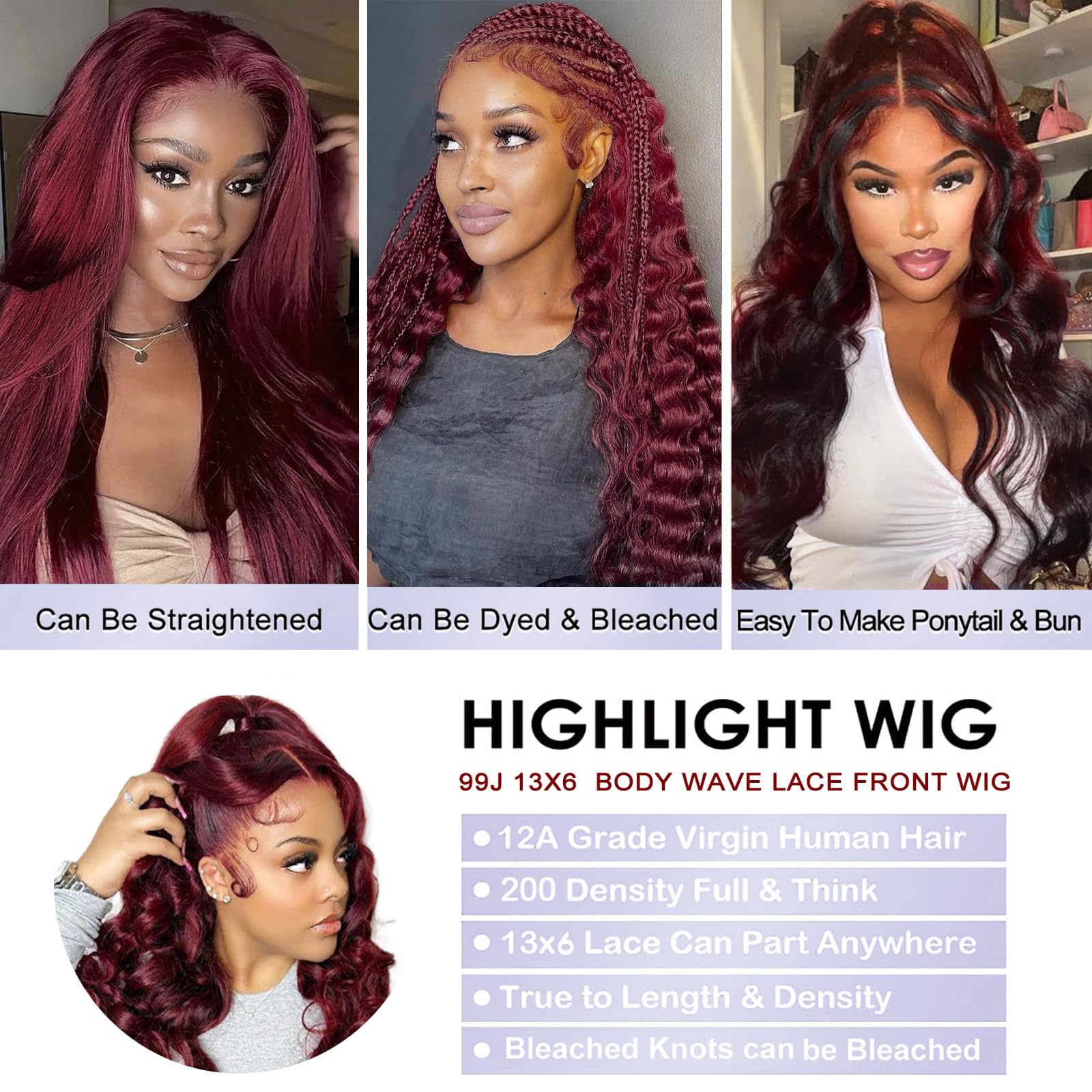 Gofward glueless HD transparent lace wig blends seamlessly with skin tone.