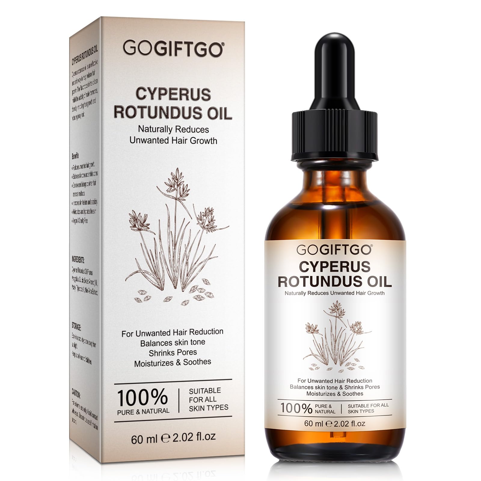 GOGIFTGO Cyperus Rotundus Oil bottle pour for easy application and smooth skin