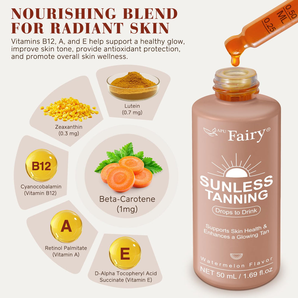 GOGIFTGO tanning drops dropper demonstrates precise dosing for safe use.