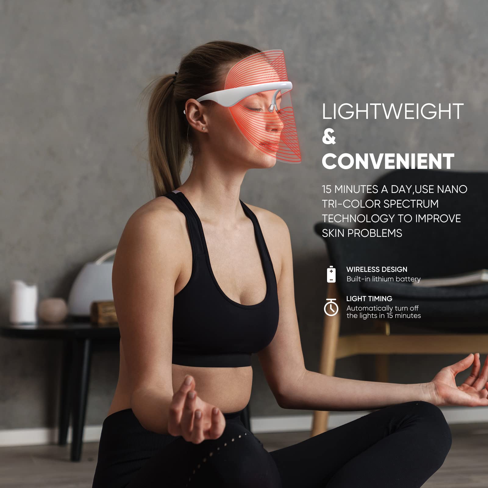 GOHIGK LED mask lightweight design for comfortable wear